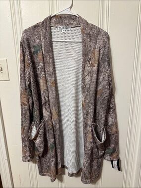 Blakeley Taupe Multi Open-Front Knit Blazer